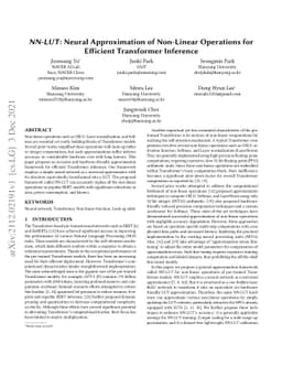 NN-LUT: Neural Approximation of Non-Linear Operations for Efficient
  Transformer Inference