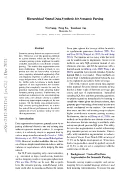 Hierarchical Neural Data Synthesis for Semantic Parsing