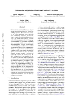 Controllable Response Generation for Assistive Use-cases