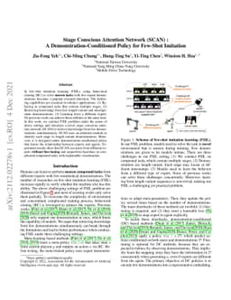 Stage Conscious Attention Network (SCAN) : A Demonstration-Conditioned
  Policy for Few-Shot Imitation