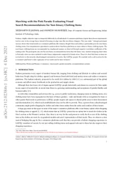 Marching with the Pink Parade: Evaluating Visual Search Recommendations
  for Non-binary Clothing Items