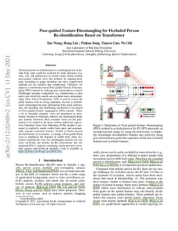Pose-guided Feature Disentangling for Occluded Person Re-identification
  Based on Transformer