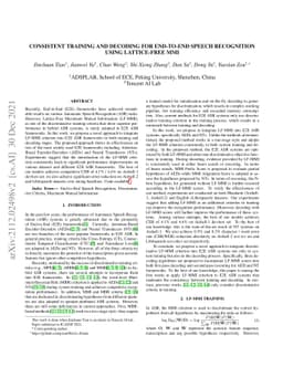 Consistent Training and Decoding For End-to-end Speech Recognition Using
  Lattice-free MMI
