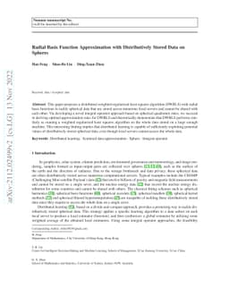 Radial Basis Function Approximation with Distributively Stored Data on
  Spheres