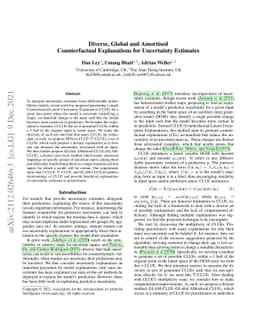 Diverse, Global and Amortised Counterfactual Explanations for
  Uncertainty Estimates