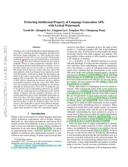 Protecting Intellectual Property of Language Generation APIs with
  Lexical Watermark
