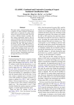 CLASSIC: Continual and Contrastive Learning of Aspect Sentiment
  Classification Tasks