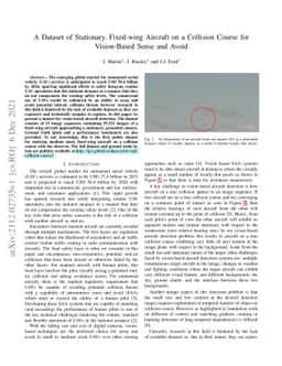 A Dataset of Stationary, Fixed-wing Aircraft on a Collision Course for
  Vision-Based Sense and Avoid