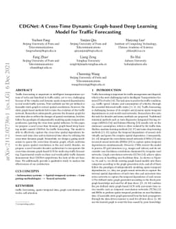 CDGNet: A Cross-Time Dynamic Graph-based Deep Learning Model for Traffic
  Forecasting