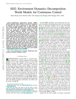 ED2: Environment Dynamics Decomposition World Models for Continuous
  Control