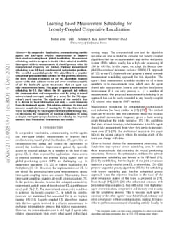 Learning-based Measurement Scheduling for Loosely-Coupled Cooperative
  Localization