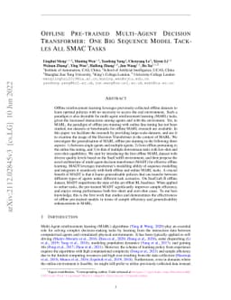 Offline Pre-trained Multi-Agent Decision Transformer: One Big Sequence
  Model Tackles All SMAC Tasks