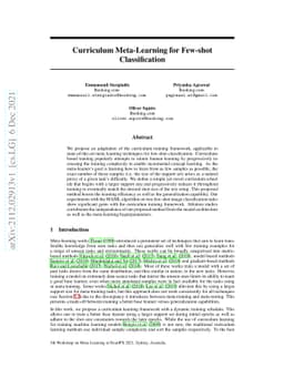 Curriculum Meta-Learning for Few-shot Classification