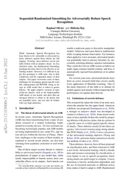 Sequential Randomized Smoothing for Adversarially Robust Speech
  Recognition