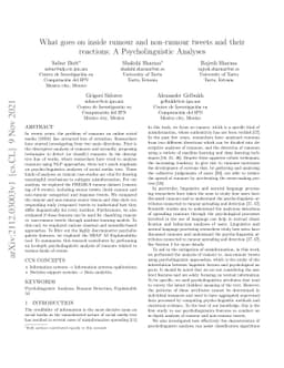 What goes on inside rumour and non-rumour tweets and their reactions: A
  Psycholinguistic Analyses