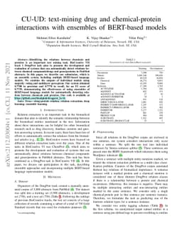 CU-UD: text-mining drug and chemical-protein interactions with ensembles
  of BERT-based models