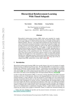Hierarchical Reinforcement Learning with Timed Subgoals