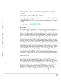 Synthetic ECG Signal Generation Using Generative Neural Networks