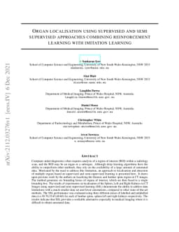 Organ localisation using supervised and semi supervised approaches
  combining reinforcement learning with imitation learning