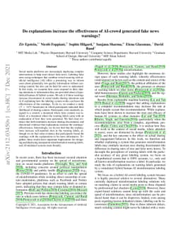 Do explanations increase the effectiveness of AI-crowd generated fake
  news warnings?