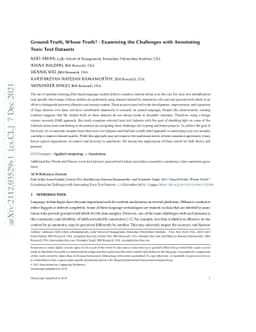 Ground-Truth, Whose Truth? -- Examining the Challenges with Annotating
  Toxic Text Datasets
