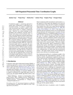 Self-Organized Polynomial-Time Coordination Graphs