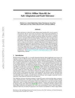 MESA: Offline Meta-RL for Safe Adaptation and Fault Tolerance