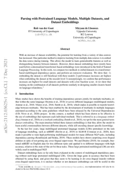 Parsing with Pretrained Language Models, Multiple Datasets, and Dataset
  Embeddings