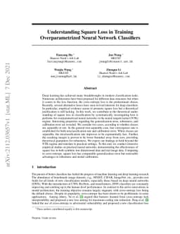 Understanding Square Loss in Training Overparametrized Neural Network
  Classifiers