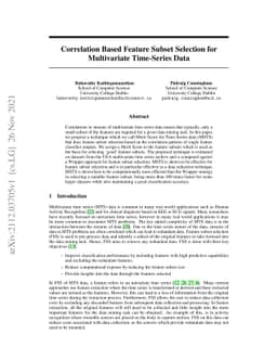 Correlation Based Feature Subset Selection for Multivariate Time-Series
  Data