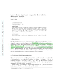 A more efficient algorithm to compute the Rand Index for change-point
  problems
