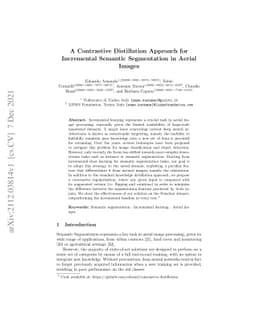 A Contrastive Distillation Approach for Incremental Semantic
  Segmentation in Aerial Images