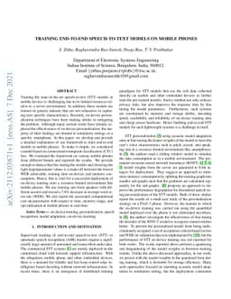 Training end-to-end speech-to-text models on mobile phones