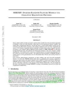 SHRIMP: Sparser Random Feature Models via Iterative Magnitude Pruning