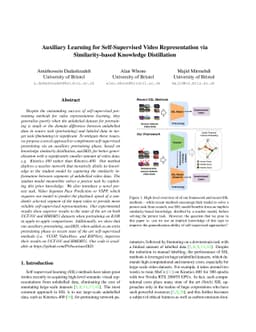 Auxiliary Learning for Self-Supervised Video Representation via
  Similarity-based Knowledge Distillation