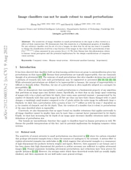 Image classifiers can not be made robust to small perturbations