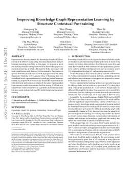 Improving Knowledge Graph Representation Learning by Structure
  Contextual Pre-training