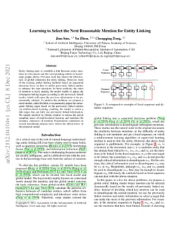 Learning to Select the Next Reasonable Mention for Entity Linking