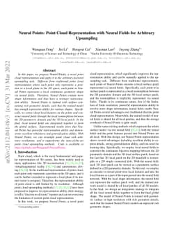 Neural Points: Point Cloud Representation with Neural Fields for
  Arbitrary Upsampling