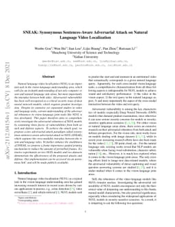 SNEAK: Synonymous Sentences-Aware Adversarial Attack on Natural Language
  Video Localization