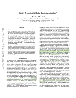 Equity Promotion in Online Resource Allocation