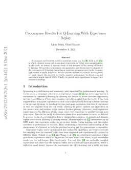 Convergence Results For Q-Learning With Experience Replay