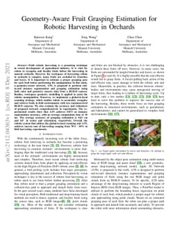 Geometry-Aware Fruit Grasping Estimation for Robotic Harvesting in
  Orchards