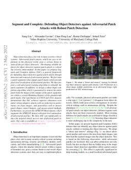 Segment and Complete: Defending Object Detectors against Adversarial
  Patch Attacks with Robust Patch Detection