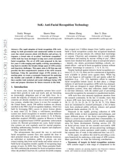 SoK: Anti-Facial Recognition Technology