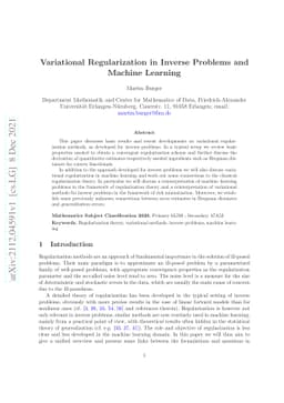 Variational Regularization in Inverse Problems and Machine Learning
