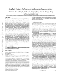 Implicit Feature Refinement for Instance Segmentation