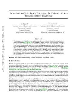 High-Dimensional Stock Portfolio Trading with Deep Reinforcement
  Learning