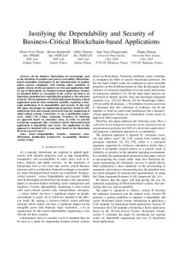 Justifying the Dependability and Security of Business-Critical
  Blockchain-based Applications