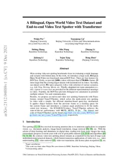 A Bilingual, OpenWorld Video Text Dataset and End-to-end Video Text
  Spotter with Transformer